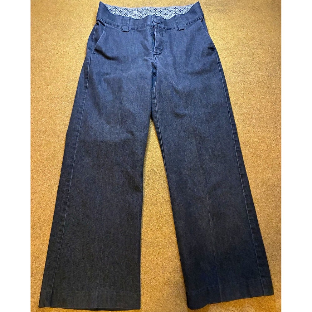 lee platinum label womens wide-leg dark wash blue denim jeans petite 6p